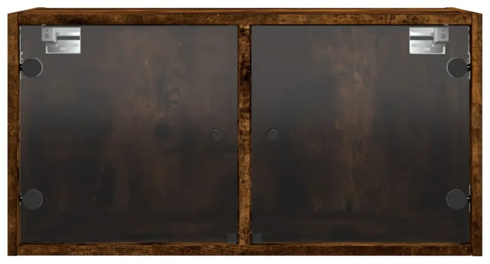 2 db füstös tölgy színű faliszekrény üvegajtókkal 68,5x37x35 cm
