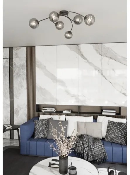 Felületre szerelhető csillár  VIBRA 6xE14/10W/230V fekete/szürke