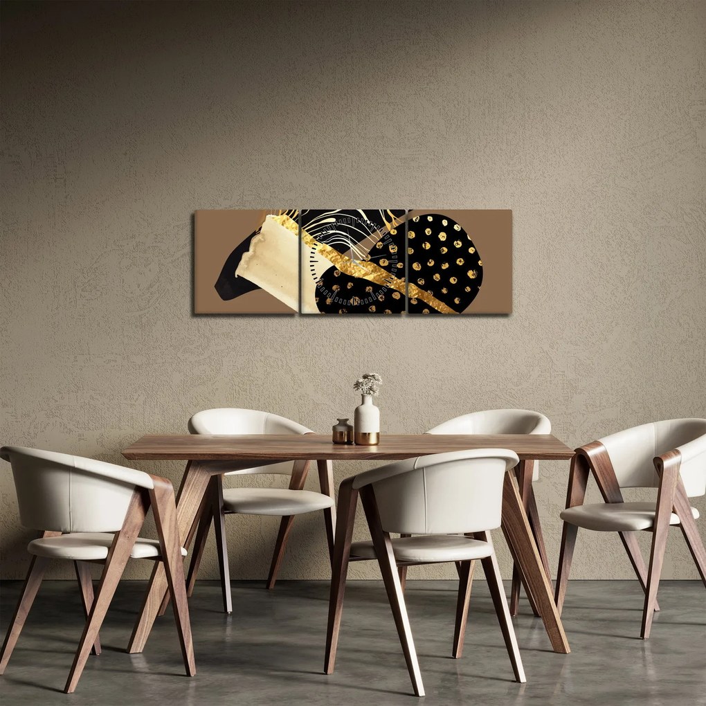 Kép - Absztrakció aranybarna N⁰1 (órával) (90x30 cm)