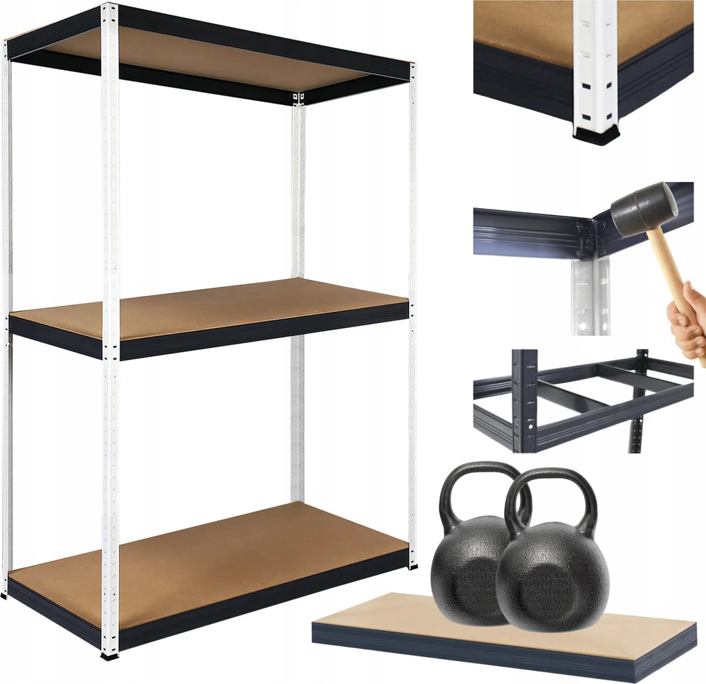 Tárolószekrény garázs fém állvány Helios 106x120x45cm 3Px275kg