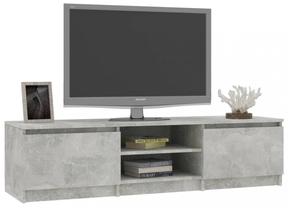 betonszürke szerelt fa TV-szekrény 140 x 40 x 35,5 cm