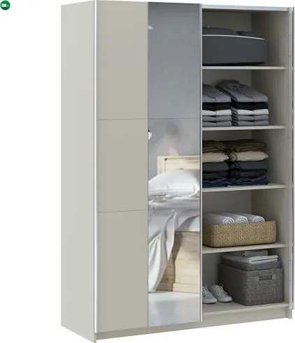 LUSE Gardrobeszekrény Beige Színben Tükörrel 150 cm
