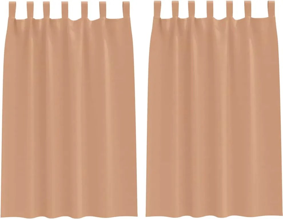 vidaXL Fekete Függöny Gyűrűkkel 2 pcs Világos Barna 175 x 140 cm