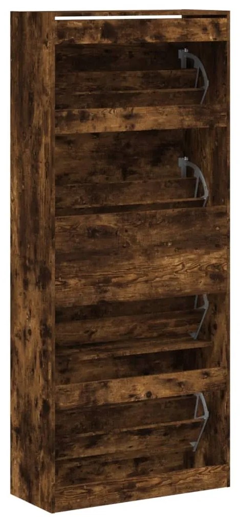 füstös tölgy cipőszekrény 4 kihajtható fiókkal 80x34x187,5 cm