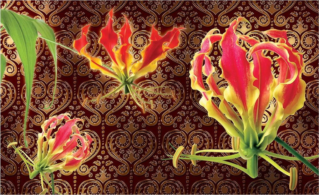 Flizelin fotótapéta Gloriózis Liliom tűz virág minta 416x254 +ragasztó