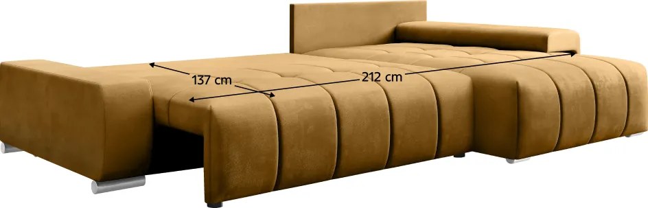 Univerzális ülőgarnitúra, mustárszínű, VEZAN ROH