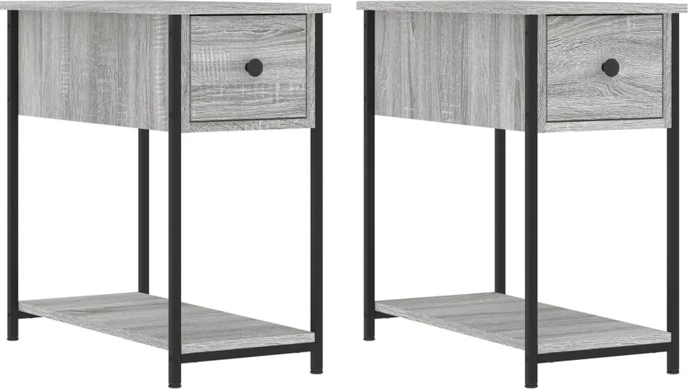 vidaXL 2 db szürke-sonoma színű szerelt fa éjjeliszekrény 30x60x60 cm
