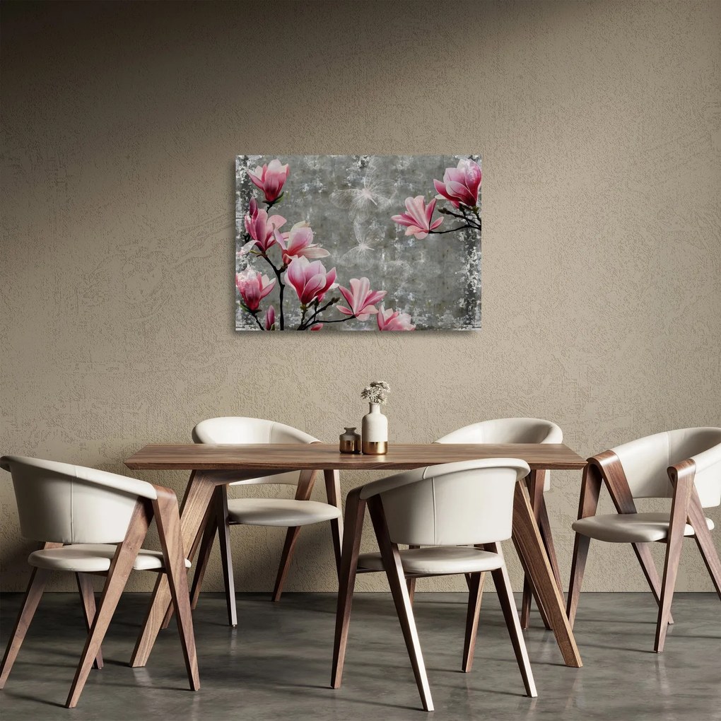 Kép virággal (üvegen) (70x50 cm)