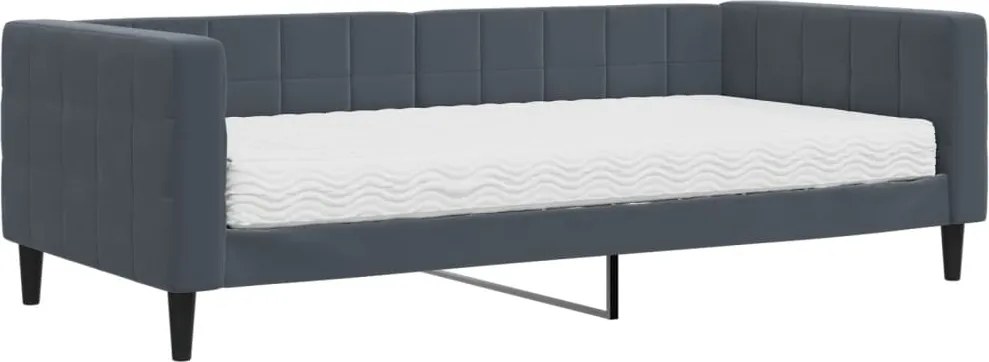 vidaXL sötétszürke bársony heverő matraccal 90 x 200 cm