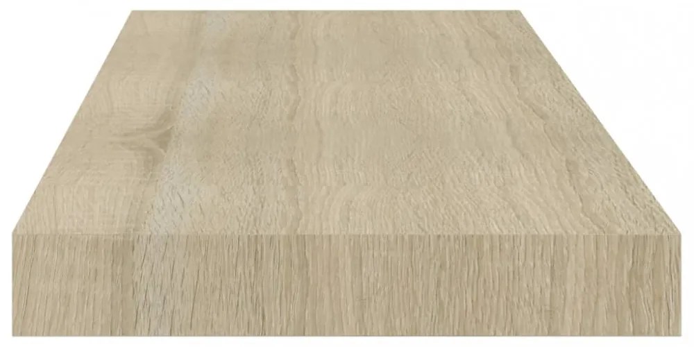 2 db tölgyszínű MDF lebegő fali polc 60 x 23,5 x 3,8 cm