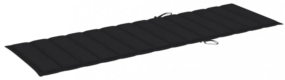 fekete oxford szövet napozóágy párna 200 x 60 x 3 cm