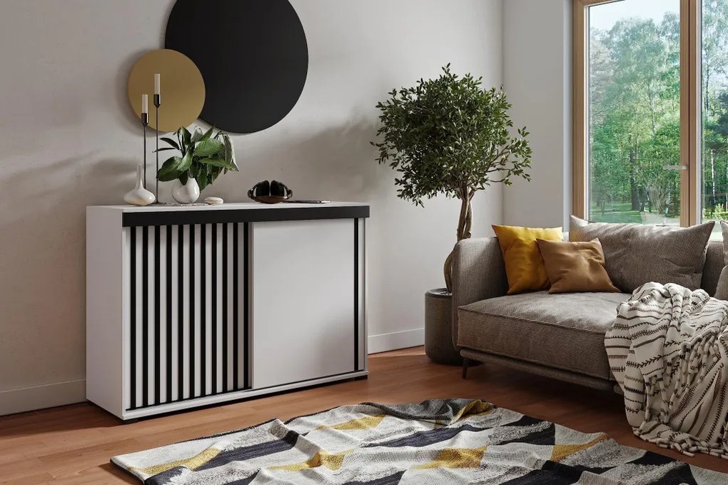 Malani 140 Tolóajtós Komód 140cm, Fehér