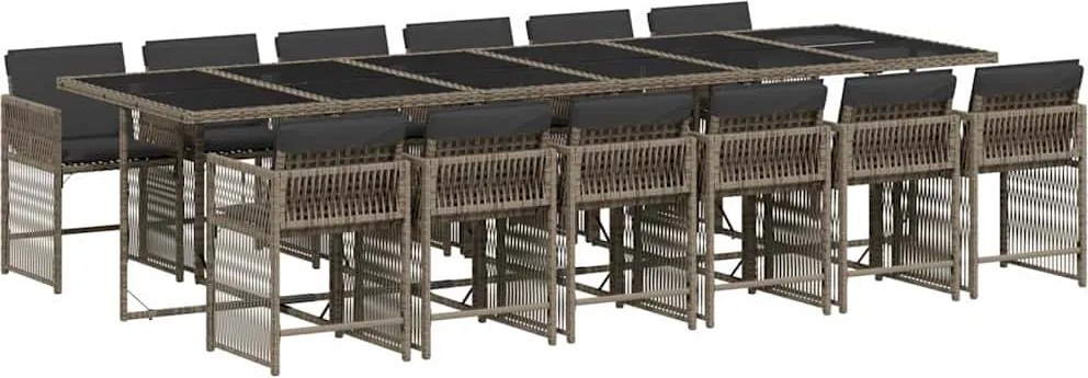 vidaXL 13 részes szürke polyrattan kerti ülőgarnitúra párnákkal