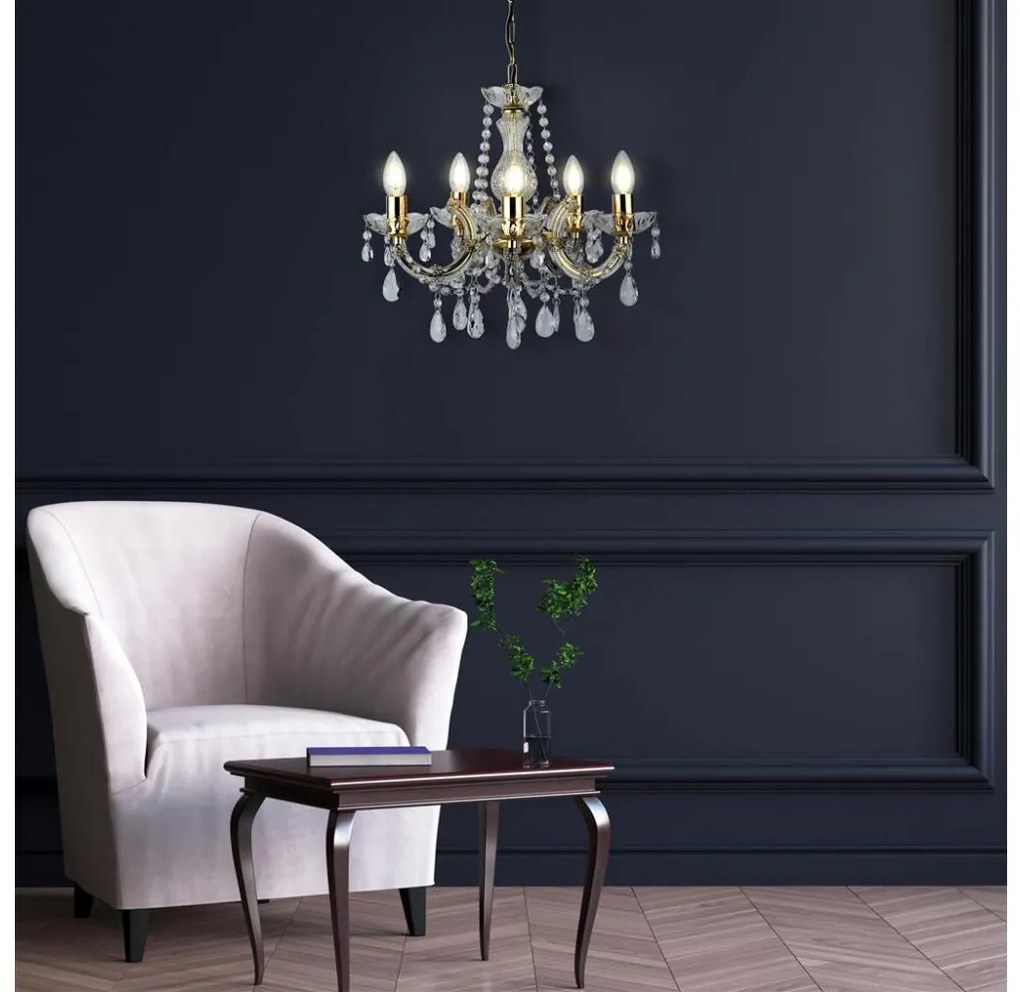 Searchlight 699-5 - Csillár láncon MARIE 5xE14/40W/230V