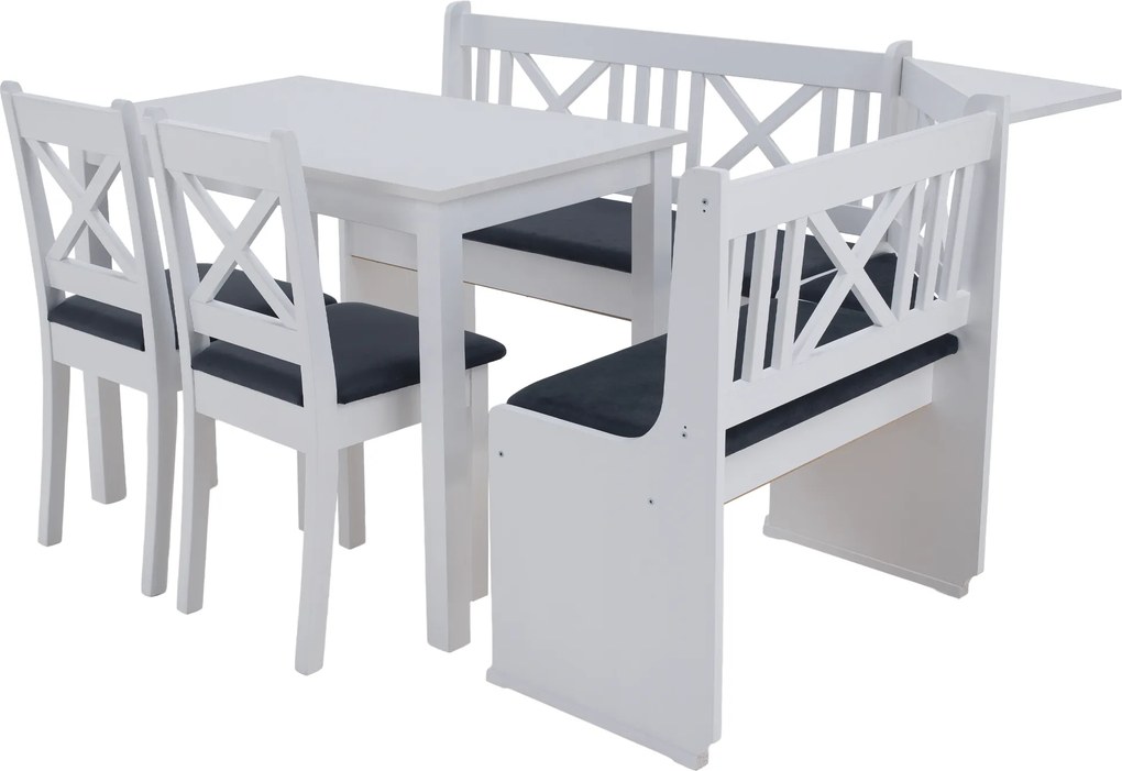 Sarokpad, fa, fehér/sötétszürke, ELODIE X1