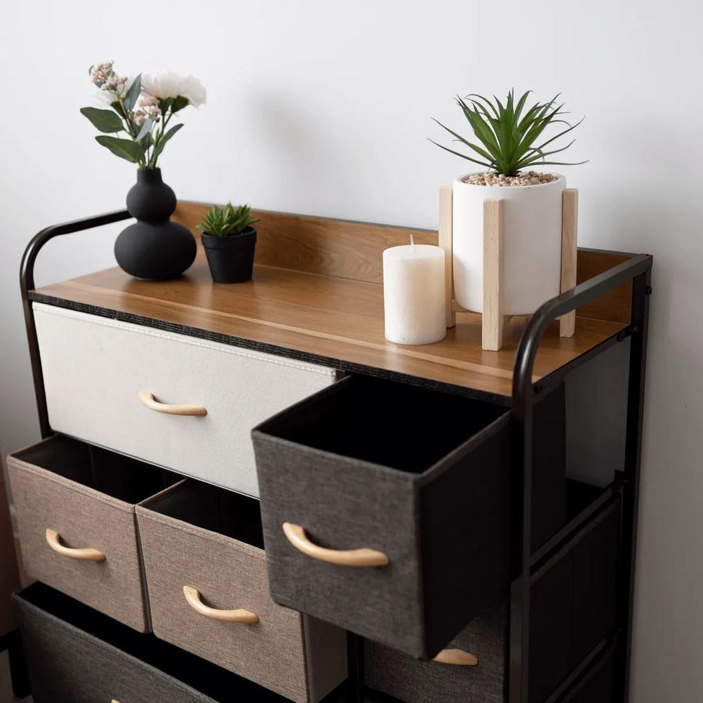 HAZEL TYP 3 szekrény szövet fiókokkal, barna, XL