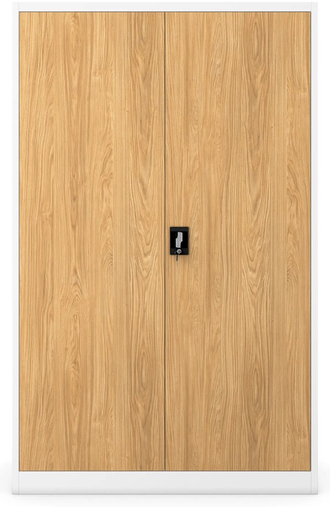 Fém irodai iratszekrény, széles, fehér/arany tölgy, 1150x1850x400 mm: JAN II Eco Design