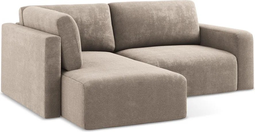 Bézs zsenília kinyitható-tárolóhelyes sarokkanapé (bal oldali-L alakú) Kona – Makamii