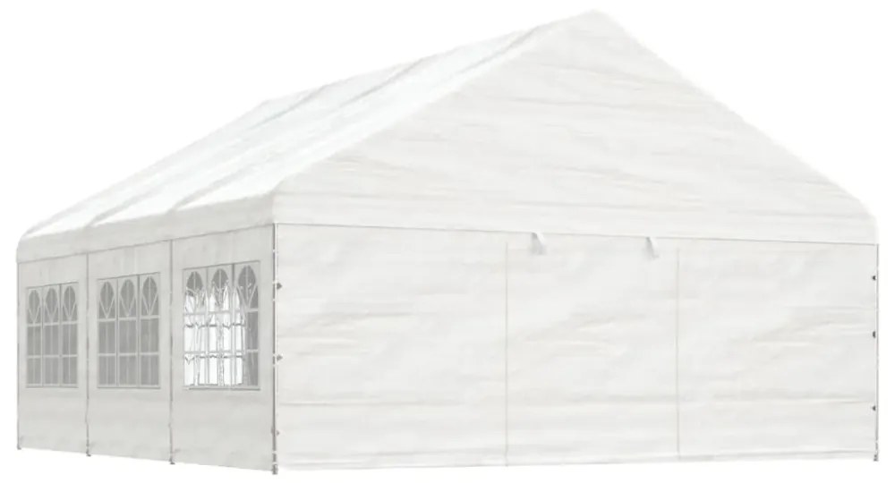 fehér polietilén pavilon tetővel 6,69 x 5,88 x 3,75 m