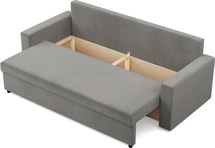 Zeus kanapéágy, bársony, bonell töltet, egyenes kartámasz, világosszürke