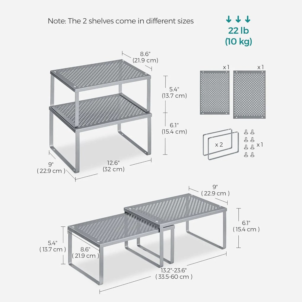 Konyhai fűszertartó rendszerező 2 db-os szett, ezüst
