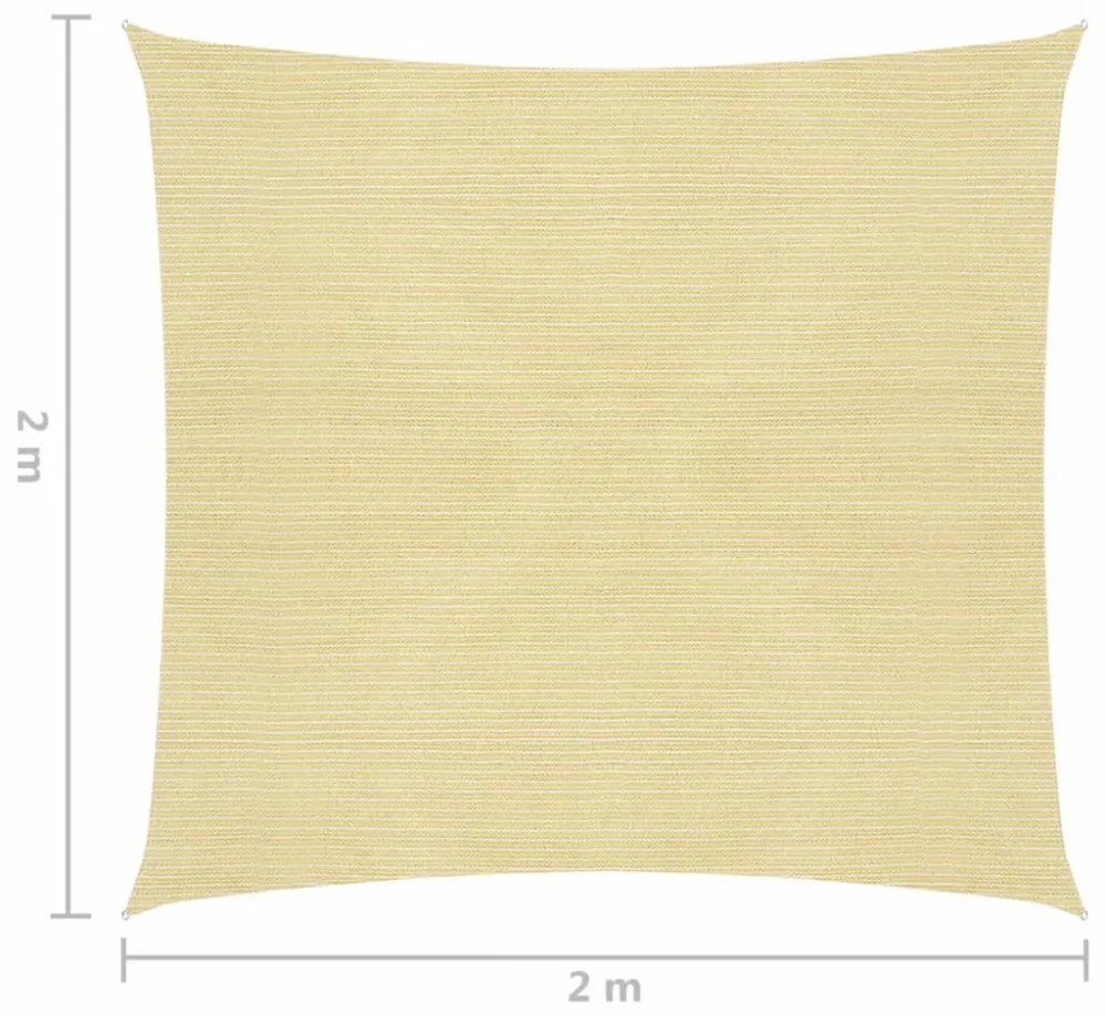 négyzet alakú HDPE napvitorla 2 x 2 m bézs