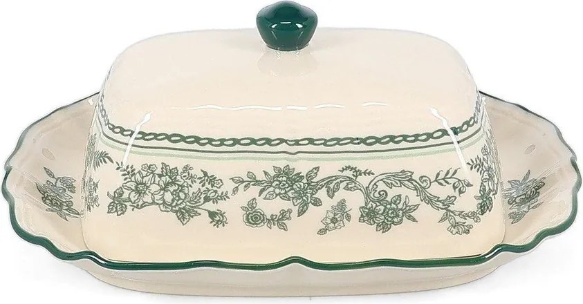 Zöld-elefántcsont színű porcelán vajtartó Cyril – S|P Collection
