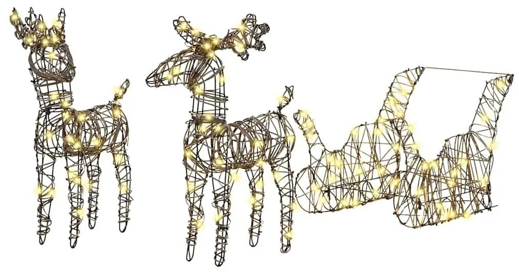 Rénszarvas húzta szán Meleg fehér 52.5 x 28 x 32.5 cm Rattan