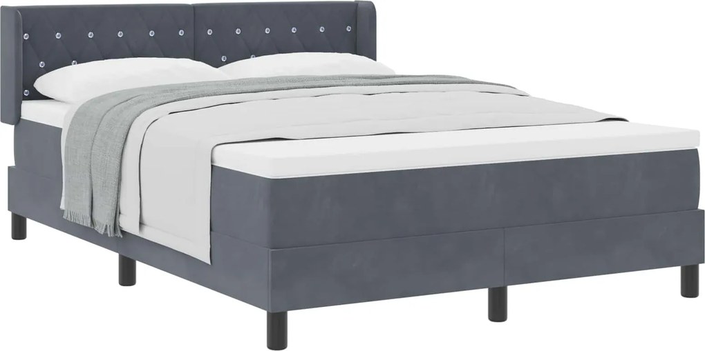 vidaXL Boxrugós ágy matracmal Sötétszürke 190 x 140 cm Poliészter