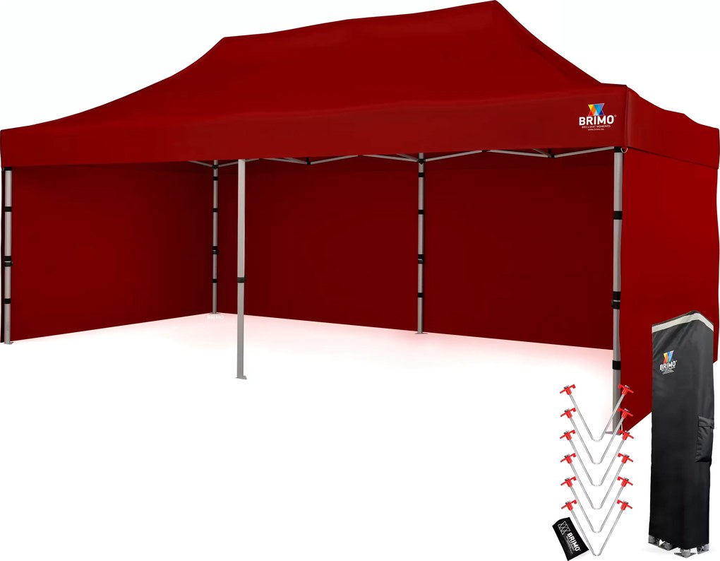 Alumínium esküvői sátor 3x6 m – elegáns és gyorsan felállítható - plusz 3 oldalfal - Piros