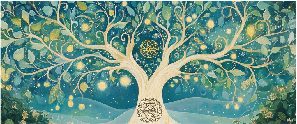 Kép – Mágikus fa spirálokkal (120x50 cm)