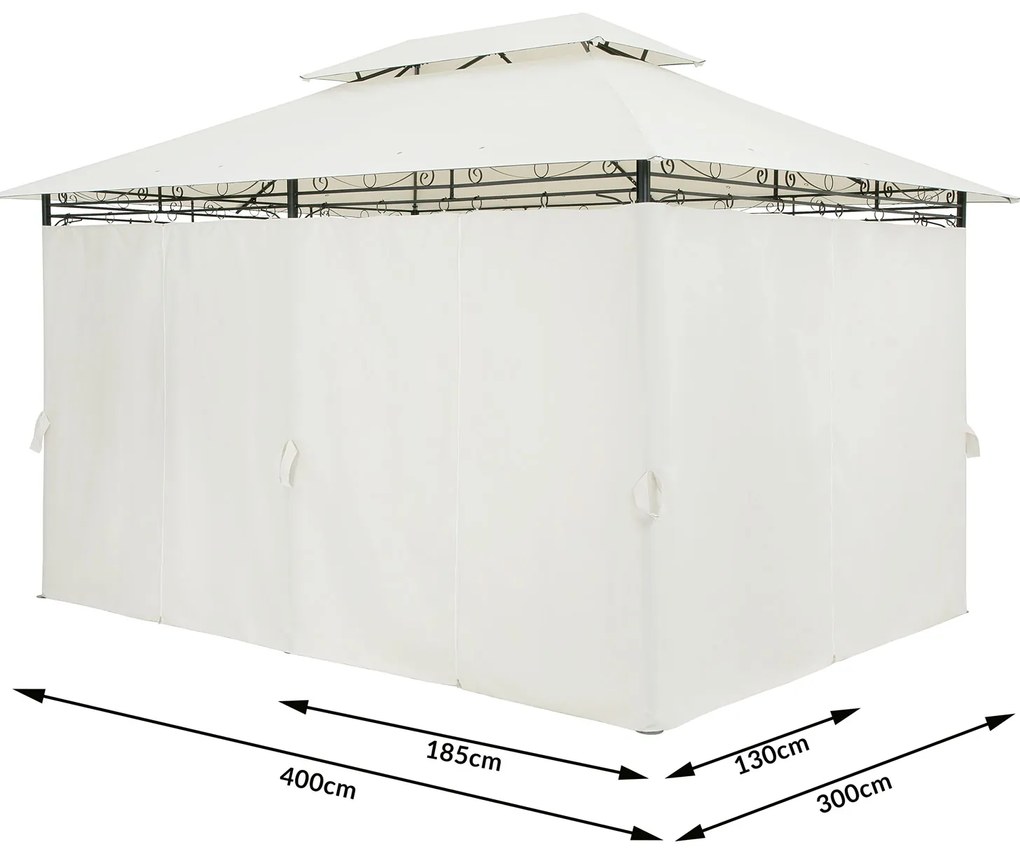 Casaria® Kerti pavilon Topas 4x3 - krém