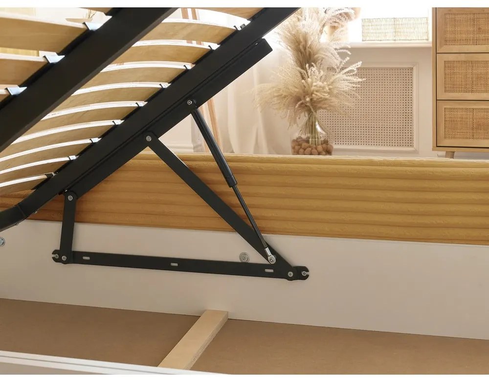 Sárga kárpitozott ágyneműtartós franciaágy ágyráccsal 160x200 cm Jade – Bobochic Paris