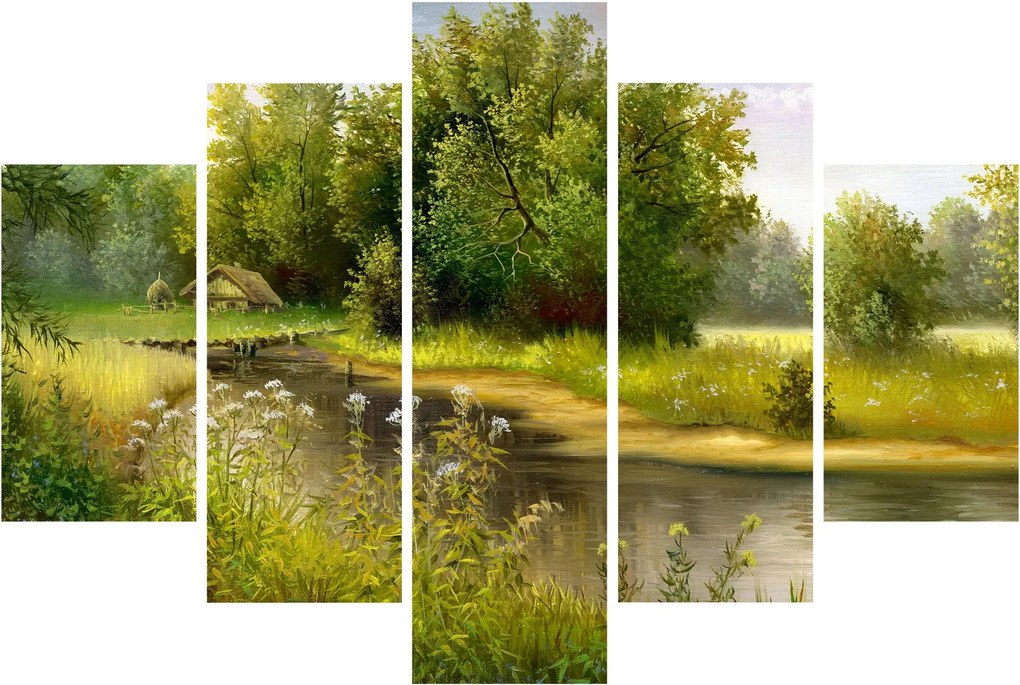 Kép - folyó az erdőnél, olajfestmény (150x105 cm)