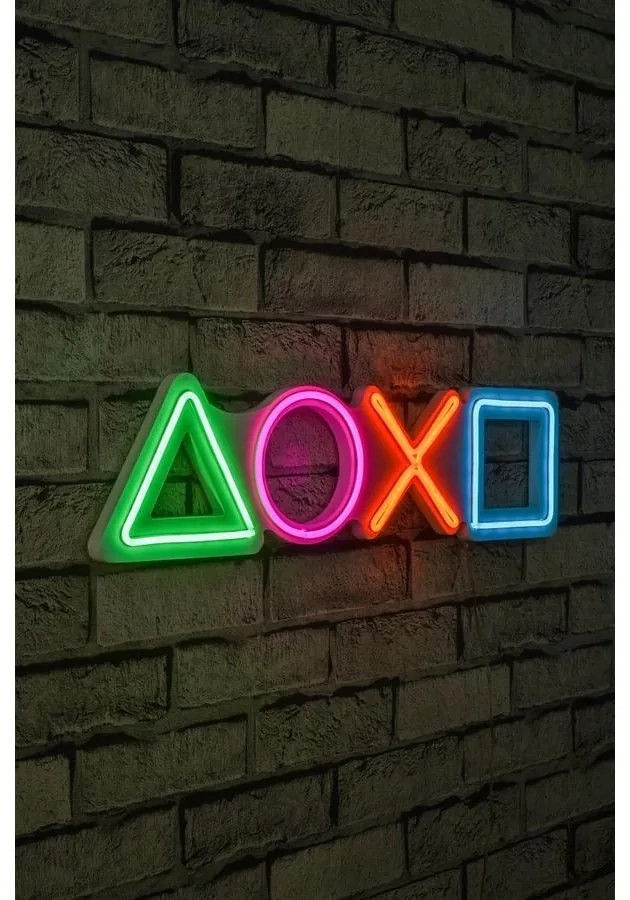 Műanyag LED-es fali dekoráció, Play Station - Multicolor