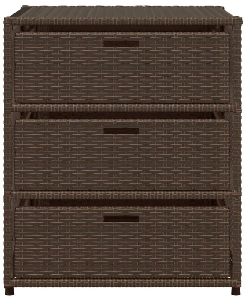 barna polyrattan kerti tárolószekrény 55 x 59 x 69 cm