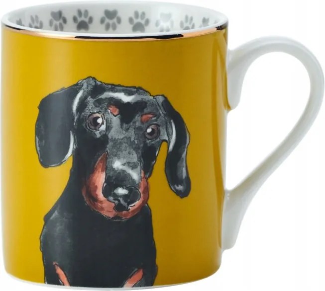 Porcelán Bögre Mikasa Dachshund Tacskó aranyozással! 280 ml