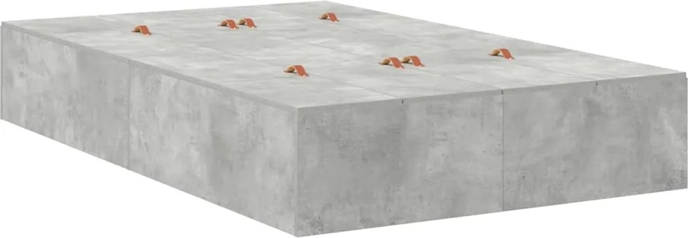 vidaXL Ágykeret tárolóval fiókkal Beton Szürke 120 cm Faanyag