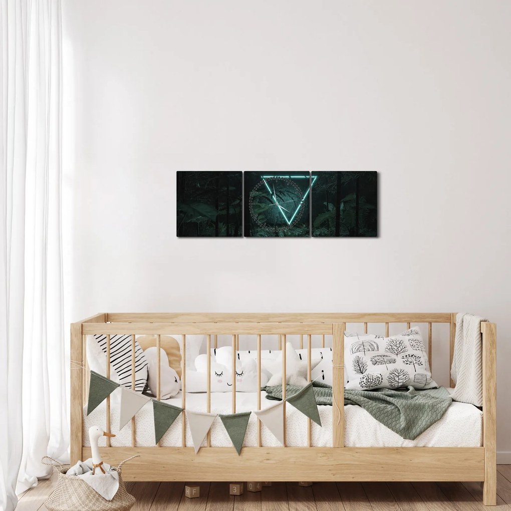 Kép - Neon háromszög a dzsungelben (órával) (90x30 cm)