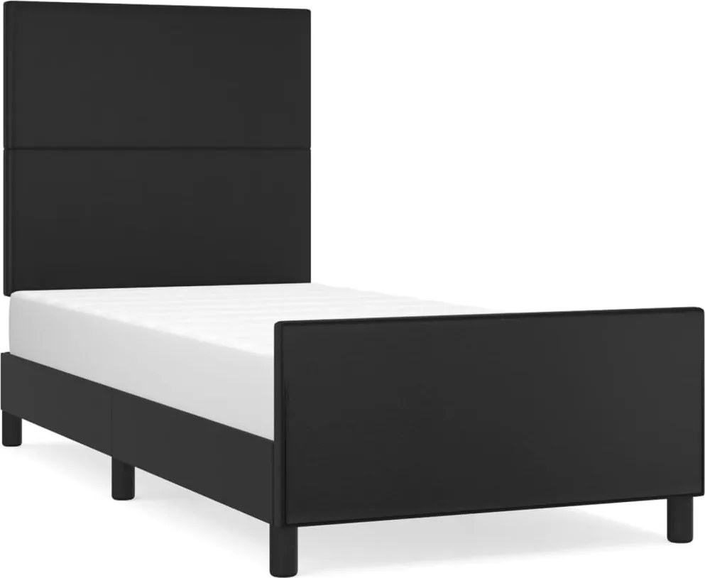 vidaXL fekete műbőr ágykeret fejtámlával 100x200 cm