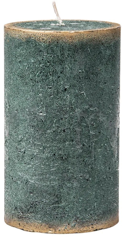 Rusztikus henger gyertya, 11 x 7cm - Zöld