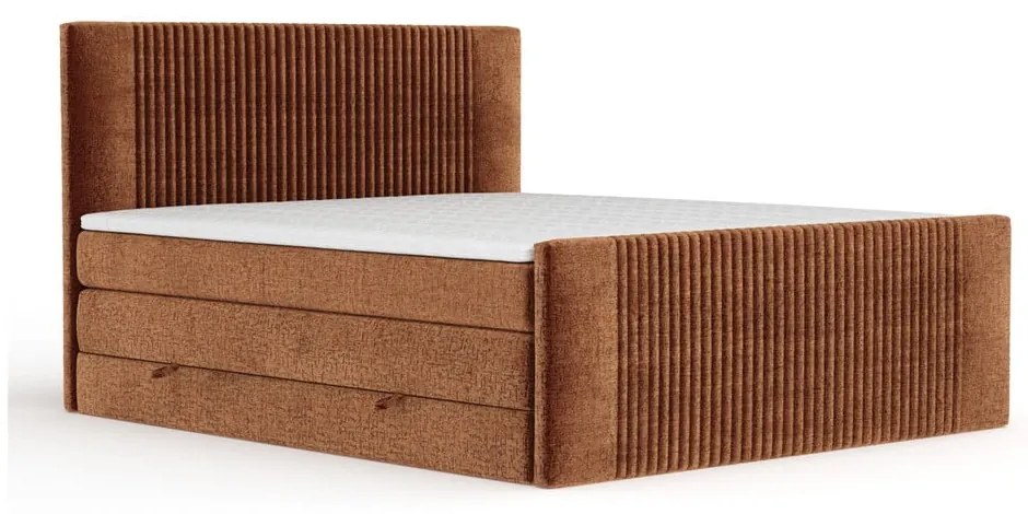 Narancssárga ágyneműtartós boxspring ágy 180x200 cm Bergamo – Maison de Rêve