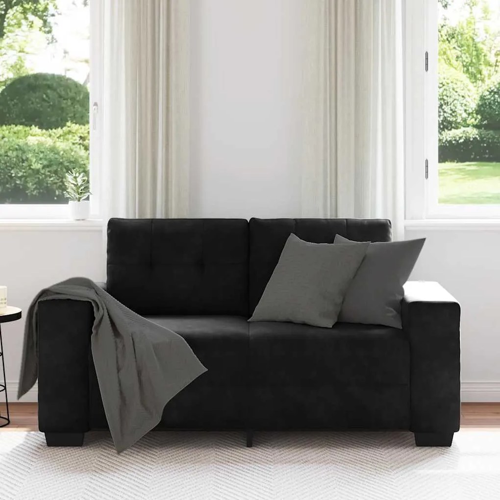 vidaXL fekete bársony loveseat kanapé 120 cm