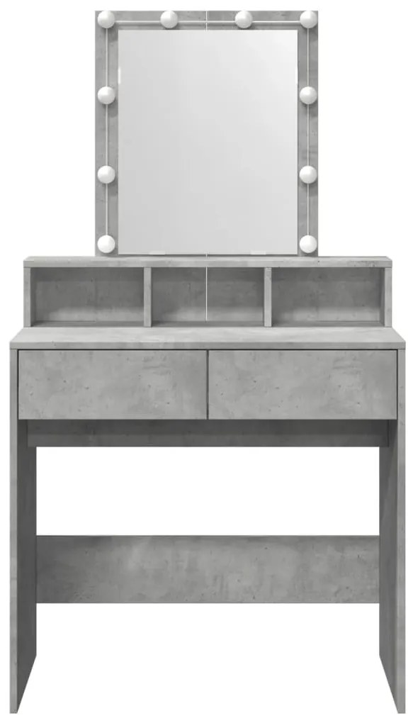 betonszürke fésülködőasztal LED-del 80 x 41 x 144,5 cm