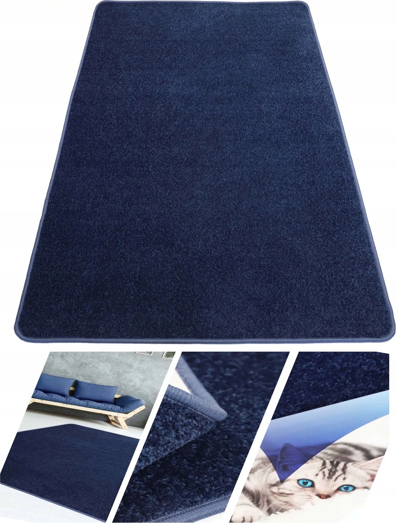 Egyszínű Sötétkék Szőnyeg Diamond Nappaliba 250x400cm