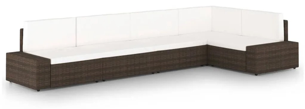 vidaXL 5 részes barna polyrattan kerti ülőgarnitúra párnákkal