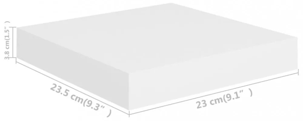 fehér MDF lebegő fali polc 23 x 23,5 x 3,8 cm