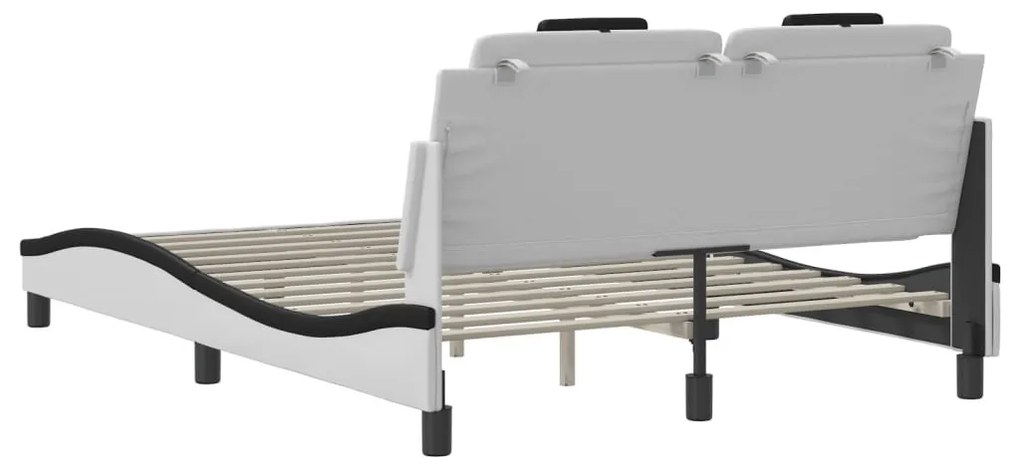 fehér és fekete ágykeret Viana LED-ekkel matrac nélkül 140 x 200 cm