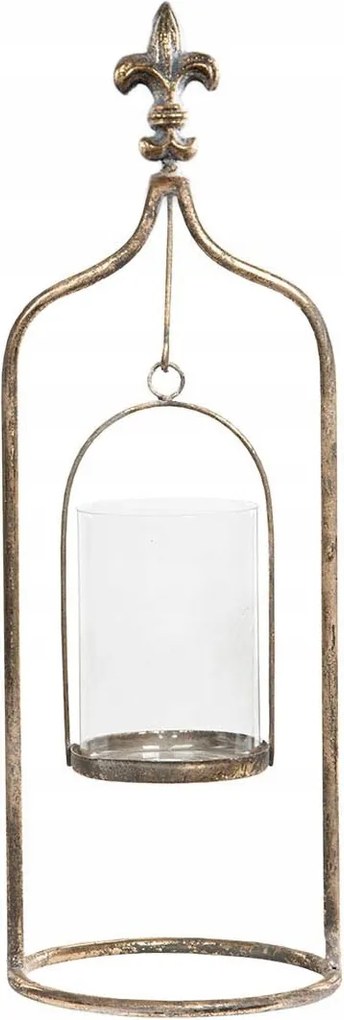 Lampion Fém Zseblámpa Üveg gyertyatartó fém arany retro álló