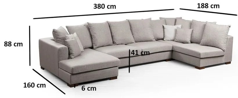 Világosszürke sarokkanapé ("U" alakú) Colorado – Balcab Home